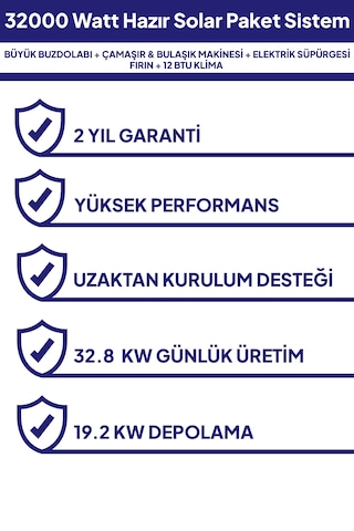 32 Kw 32000 Watt Güneş Enerjisi Hazır Solar Paket Sistem Half Cut Güneş Panelli