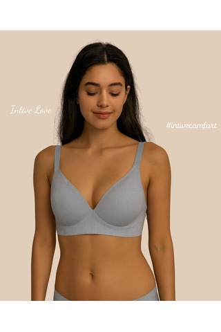 Softease V Yaka Balensiz Dikişsiz Lazer Kesim Rahat Soft Kumaştan Mavi
