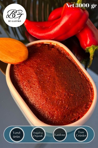 Antep Acı Biber Salçası Güneş Kurusu Acı Biber Salçası 3000 Gr