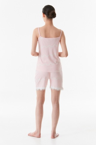 Fullamoda Desenli Dantel Detaylı Şortlu Pijama Takımı 24mıcg631211145-pudra 24MICG631211145-Pudra