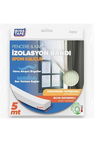 Boss Tape Epdm Kauçuk Pencere Kapı İzolasyon Bandı 5mmx15mmx5mt Beyaz