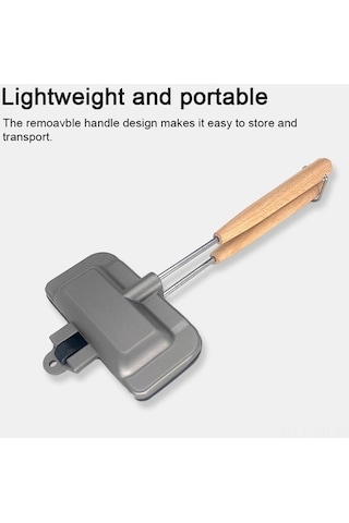 Ebitda Kamp Sandviç Pişirme Tavası Çift Taraflı Sandviç Yapıcı Yapışmaz Alüminyum Çevirme Izgara Tavası Kahvaltı Krep, Kızarmış Ekmek, Omlet İçin Çıkarılabilir Sap İle Siyah Siyah