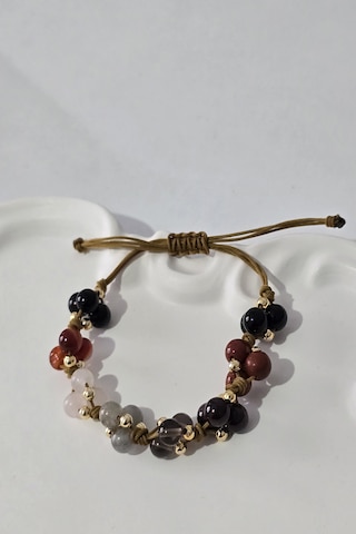 Sertifikalı 6 Mm Oğlak Burcu Doğaltaş Bileklik Oniks, Obsidyen, Dumanlı Kuvars, Pembe Kuvars, Labradorit, Jasper, Akik, Lal Çok renkli