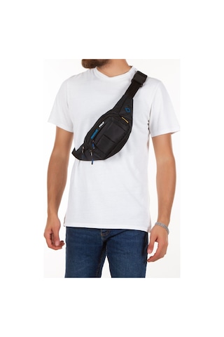 Newish Polo Unisex Siyah Mavi Su Geçirmez Usb Ve Kulaklık Girişli Bel Ve Omuz Çanta Freebag Siyah-mavi