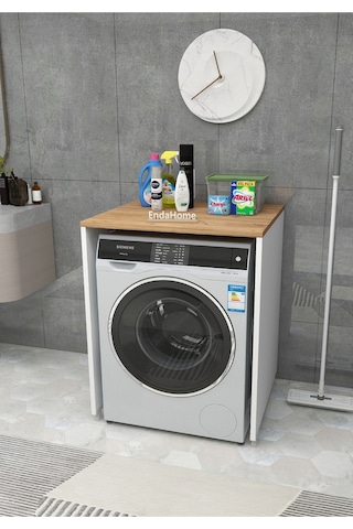 Enda Home Çamaşır Makinesi Dolabı 89x65 Cm Beyaz Atlantik Çam