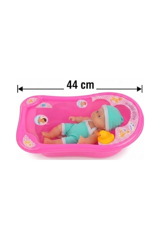 Küvetli Bebek Banyo Seti 25 Cm Oyuncak Bebek Ve Küvet Aksesuarlı Tam Set Yeşil