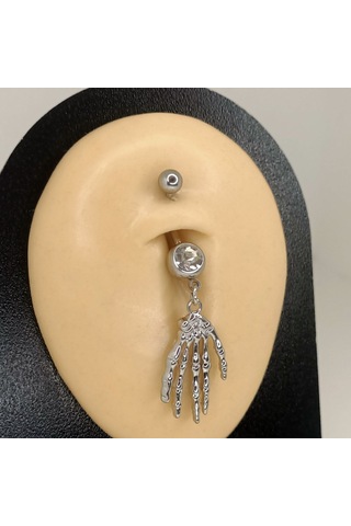 Aya Tasarım Gümüş Renk El Model Göbek Piercing Gümüş