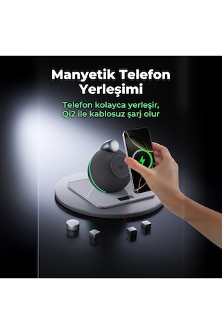 X16 Bluetooth Hoparlör Ve Qi2 25w Manyetik Kablosuz Şarj Cihazı Ortam Işıklı Tws