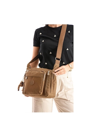 Kadın Postacı Çanta Hafif Klinkır Kumaş 30 27 Cm Çapraz Askılı Omuz Çantası Günlük Kol Çantası Taba