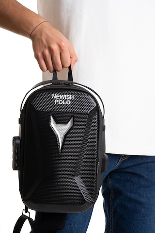 Newish Polo Erkek Şifreli Kilitli Su Geçirmez Tek Sırt Askılı Sling Bag Usb Ve Kulaklık Çıkışlı Çapraz Omuz Ve Sırt Çantası Siyah