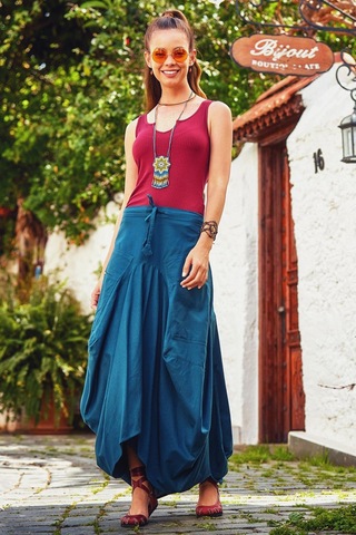 Beli Bağcıklı Cep Detaylı Şalvar Uzun Etek 001