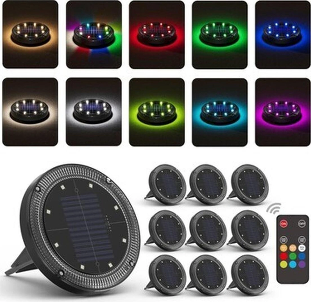 Viodaim Güneş Enerjili 10 M Uzun Mesafe Uzaktan Kumandalı - 10 Adet Renkli