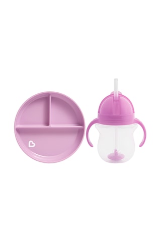 Munchkin Sabit Vakumlu Beslenme Tabağı &tıklama Uçlu Alıştırma Ba Mor