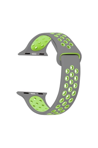 Microsonic Apple Uyumlu Watch Series 3 38Mm Band Kordon Gri Yeşil