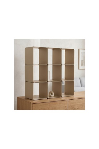 Node 9'lu Modüler Metal Açık Raf Ünitesi Çok Amaçlı Küp Kitaplık 50x50 Cm Bej - 944249484 Bej