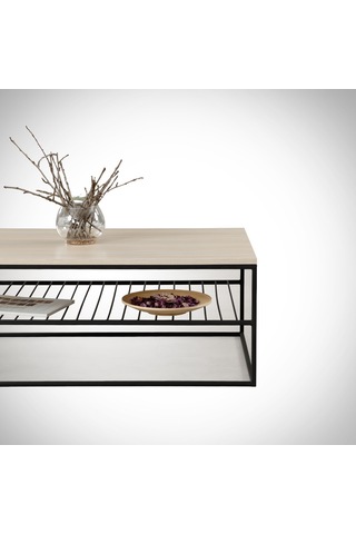 Etna Orta Sehpa Metal & Orta Masa Açık Meşe / Metal Ayaklı Sehpa