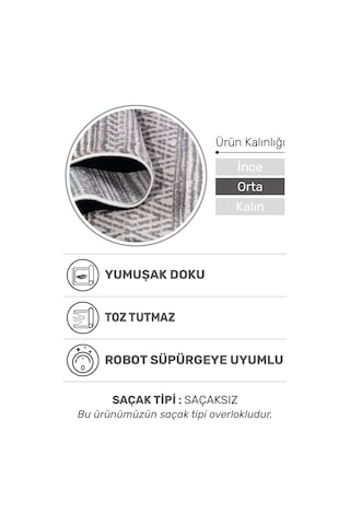 Mokka Modern Halı Yumuşak Dokulu, 9 Mm Orta Kalınlık, Tozumaz Ve Robot Süpürge Uyumlu Gri 1