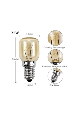 Yanuoda Fırın Ampulü 25w 300 C Küçük Edison Vidalı E14 Nikel Tuz Lambası Ampul Pigme Lamba 5