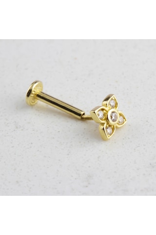 Glorria Altın Yonca Tragus Piercing Çok Renkli