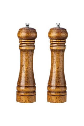 Ahşap Baharat Tuz Öğütücü Değirmen Tuzluk Baharatlık 21 Cm 2'li S