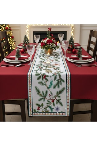 Yılbaşı Temalı Dijital Baskılı Runner Örtüsü Christmas 40x140 Cm Yılbası8