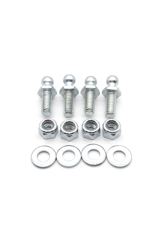 Jeemson Demir M10 5/16-18 X 3/4" Gaz Yaylı Top Somunu, 4 Adet Set Somun+washer+nilon Kilitleme Somunu - Gümüş Rengi