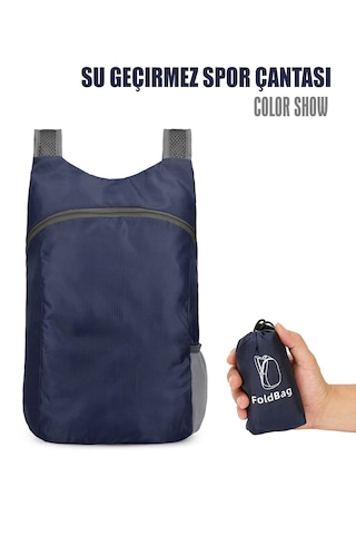 Sportive Katlanabilir Su Geçirmez Spor Sırt Çantası Ultra Hafif Foldable Seyahat & Kamp Çantası 41 Cm Koyu Mavi