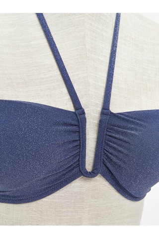 Lcw Dream İndigo Simli Büzgülü Çıkarılabilir Pedli Kadın Bikini Üst