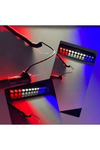 Cam Içi Çakar Led - 12 Ledli Çakar Vantuzlu Kırmızı-Beyaz-Mavi