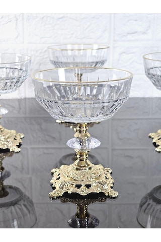 Paşabahçe Serisi Echo Kase & Magnolıa Kase & Dondurmalık & Şekerlik Kare Gold Döküm Ayaklı Naturel