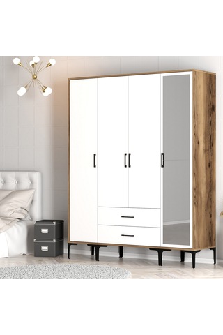 Variant Kumsal 4 Kapılı Str Gardrop - Ceviz / Beyaz