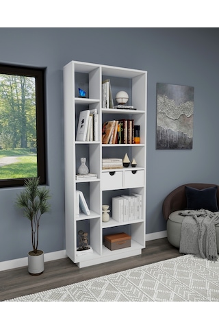 Arnetti Luma 10 Raflı Dolaplı Kitaplık Beyaz