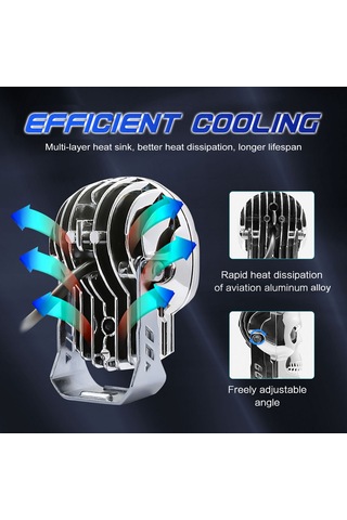 Xindoker Motosiklet Kemer Lambası, 3 Işık Modu Sarı/açık Beyaz/karışık , 50w 6000lm, Ip68 Su Geçirmez, Gümüş, Tek Adet