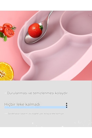 Çocuk Silikon Yemek Tabağı Dörtlü Set - Bulanık Mavi Açık Mavi