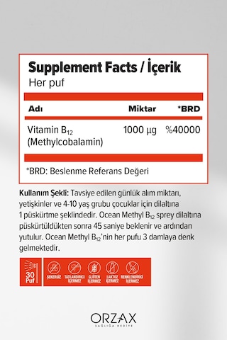 Ocean Methyl B12 Sprey 1000 Mg 5 Ml