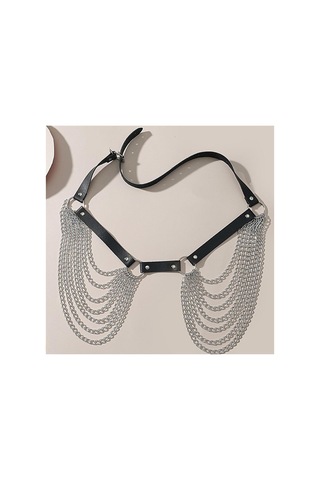 Oldskoolbutik Leather Chaın Kemer Siyah