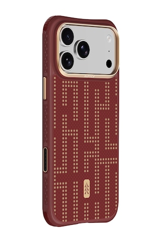 Apple iPhone 18 Pro Uyumlu Kılıf M-safe Şarj Özellikli Raptic Aramid Dual Grid Serisi Karbon Kapak Kırmızı