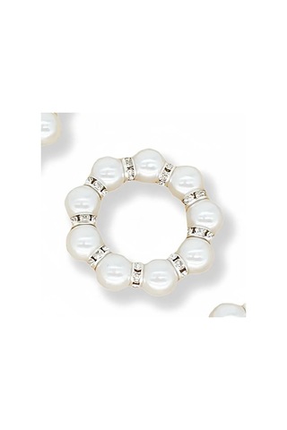 Yifomall Gümüş Renkli Pırlantalı 6 Adet Peçete Halkası Seti - Şık Ve Pratik Sofra Aksesuarı Beyaz