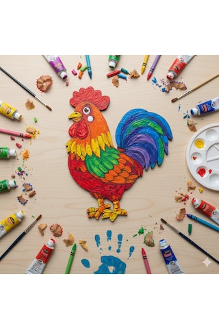 Boyanabilir Ahşap Horoz Figürü 15x12 Cm 10 Adet