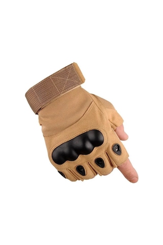 Yarım Parmak Cay224 M Beden Korumalı Taktik Eldiven Kahve