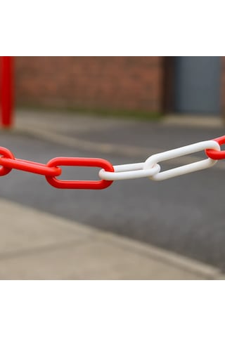 Trafik Plastik Zincir Kırmızı Beyaz 200 Mt 8 Mm
