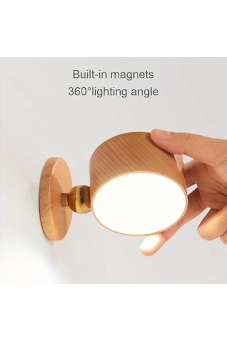 Boatshop1 1 Adet Yatak Odası Okuma Lambası 360 Dönebilir Sapele Wood Led Duvar Lambası Ahşap