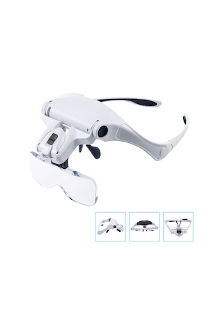 Hallow Beyaz Led Işıklı Büyüteç 5 Ayrılabilir Lensli Eller Serbest
