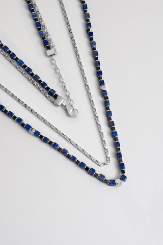 So Chic Lapis Taşlı 55 Cm Çelik Çoklu Erkek Kolye Lacivert