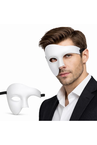 Beyaz Yarım Erkek Maske Phantom Parti & Amp Amp Balo Maskesi 5690 "