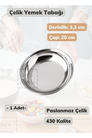 Çelik Yemek Tabağı 20 Cm Paslanmaz Çelik Tabak Gümüş