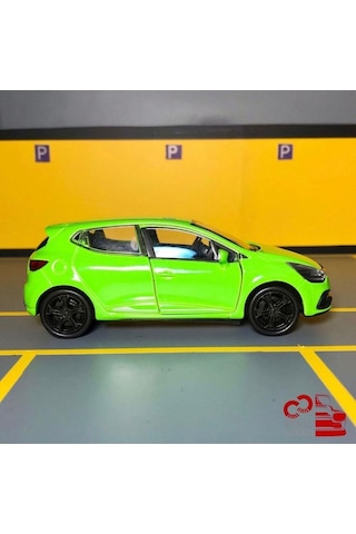 Renault Clio Rs 1/36 Ölçek Çek Bırak Diecast Yeşil Metal Model Araba Oyuncak