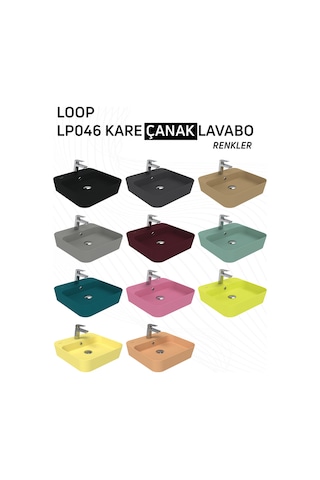Creavit Loop Kare İnce Çanak Lavabo 45 Cm Kömür Karası Lp046-00kk00e-0000