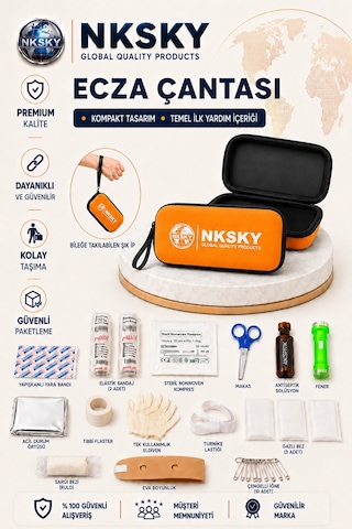 Nksky 36 Parça İlk Yardım Çantası, Turuncu Eva Çantalı İlk Yardım Seti, Bileğe Takılabilir Taşıma İpli Ecza Çantası
