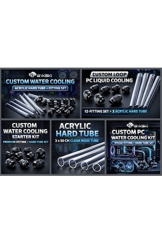 Bykski Hard Tube Water Cooling Fitting Kit 3 Tube + 12 Fitting Custom Loop Pc Cooling